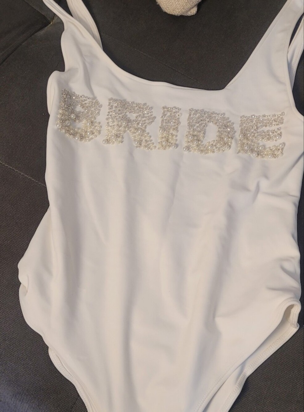 White Embellished Bride Bathingsuit